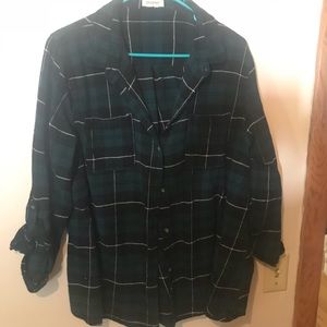 Green and black cotton flannel